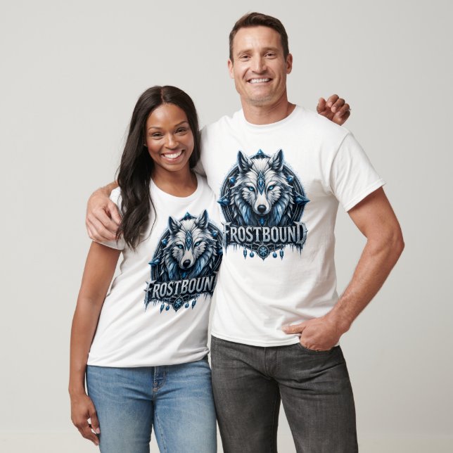 Camiseta Frostbound Ice Wolf Fantasy Guardian Art (Unisexo)