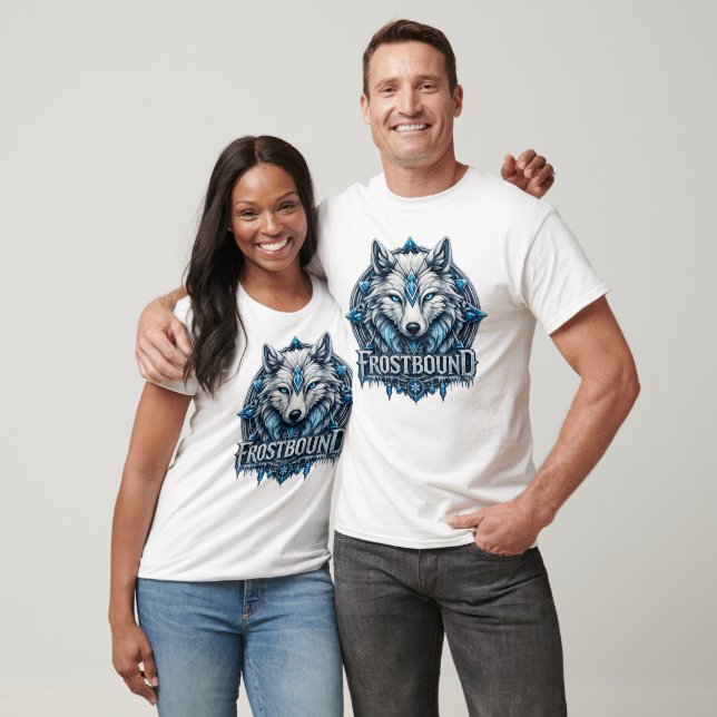 Camiseta Frostbound Mystic Ice Wolf Fantasy Art (Unisexo)