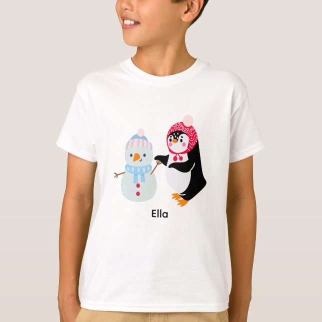 Camiseta Frosty el muñeco de nieve y el pingüino (Anverso)