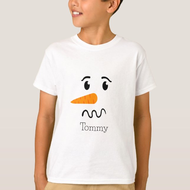 Camiseta Frosty el rostro confuso del hombre de nieve (Anverso)