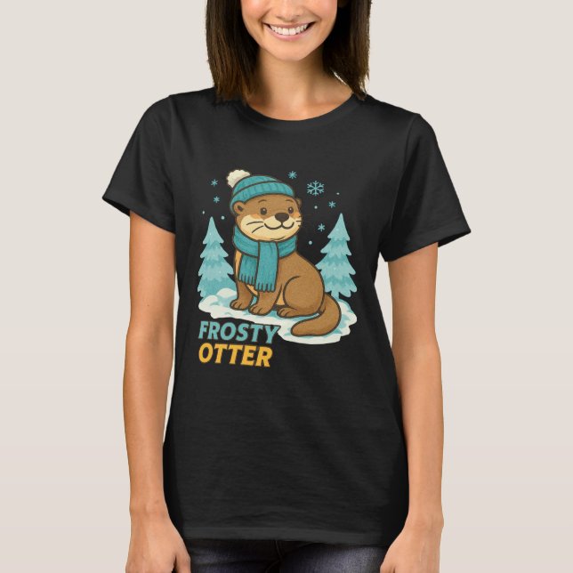 Camiseta Frosty Otter Winter Charm Art Long Sleeve  (Anverso)