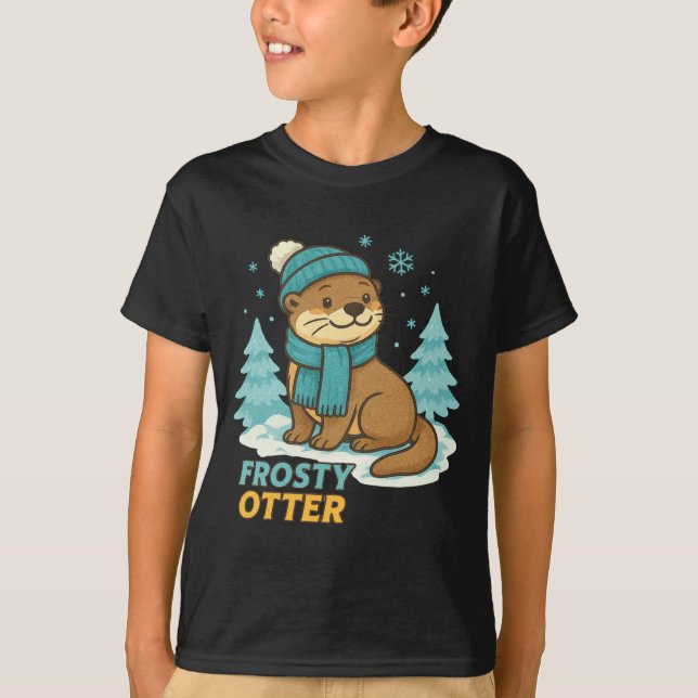 Camiseta Frosty Otter Winter Charm Art Long Sleeve  (Anverso)