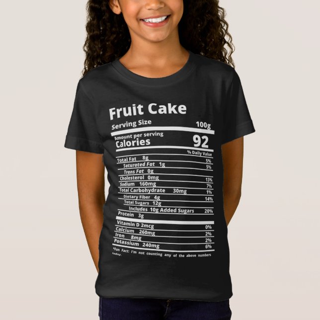 Camiseta Fruit Cake Nutrition Hechos Alimentos Acción de Gr (Anverso)