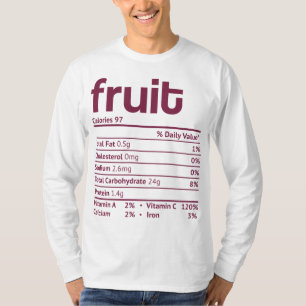 Camiseta Fruit Nutrition Fact Funny Navidades de Acción de