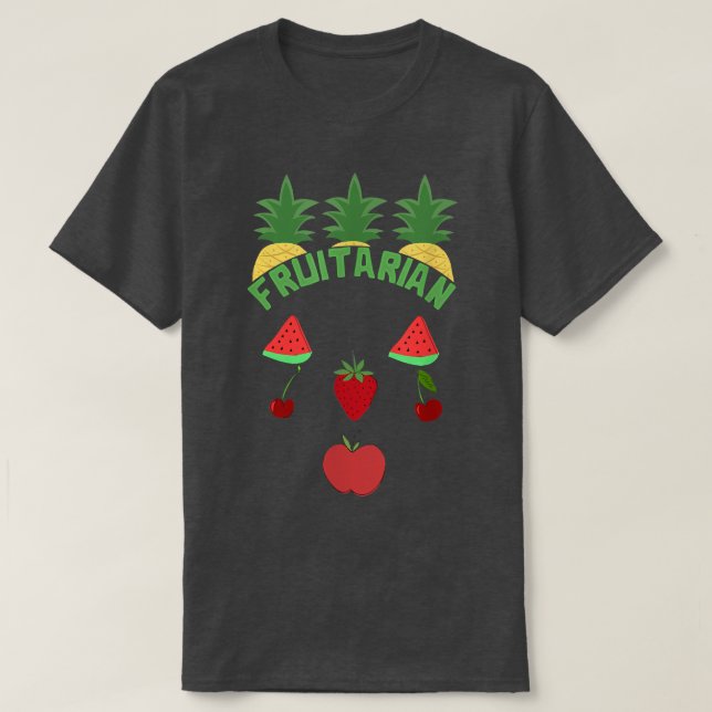 Camiseta Fruitarian Fruits Vegan Face Diet Funny  (Diseño del anverso)