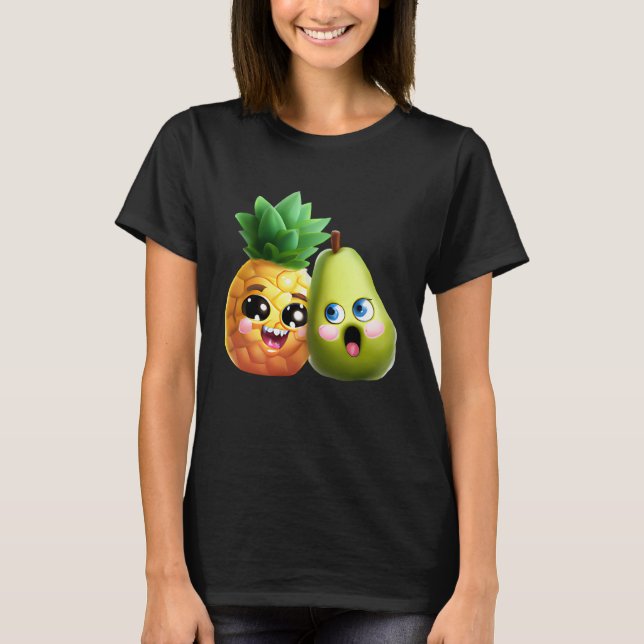 Camiseta Fruity Love  Pear and Pineapple in Love (Anverso)