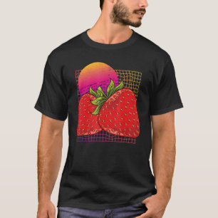 Camiseta Fruta de Berry Rojo Fresas de fresa de vaporwave S