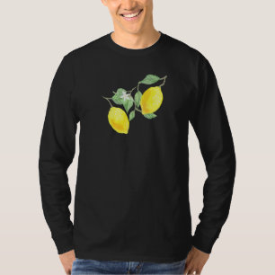 Camiseta Fruta de cítricos limón con hojas verdes