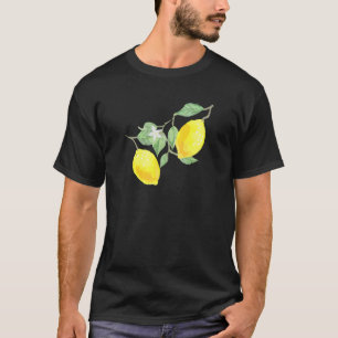 Camiseta Fruta de cítricos limón con hojas verdes