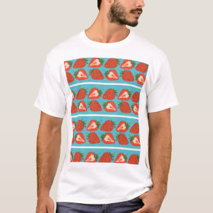 Camiseta Fruta de fresa: Patrón de repetición sin foco.