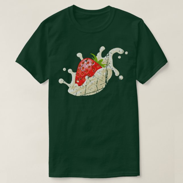 Camiseta Fruta de fresa salpicar Leche Vegetariana Japonesa (Diseño del anverso)