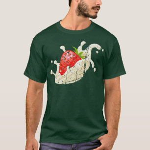 Camiseta Fruta de fresa salpicar Leche Vegetariana Japonesa