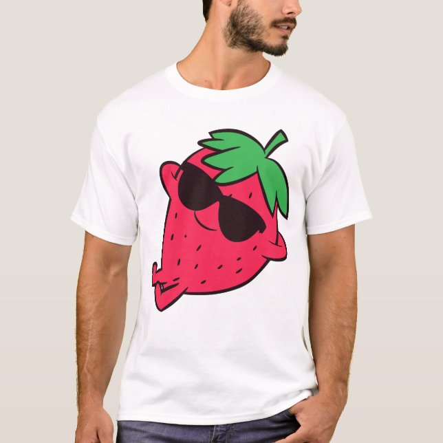 Camiseta Fruta de fresa suave relajante Lazy Strawberry (Anverso)
