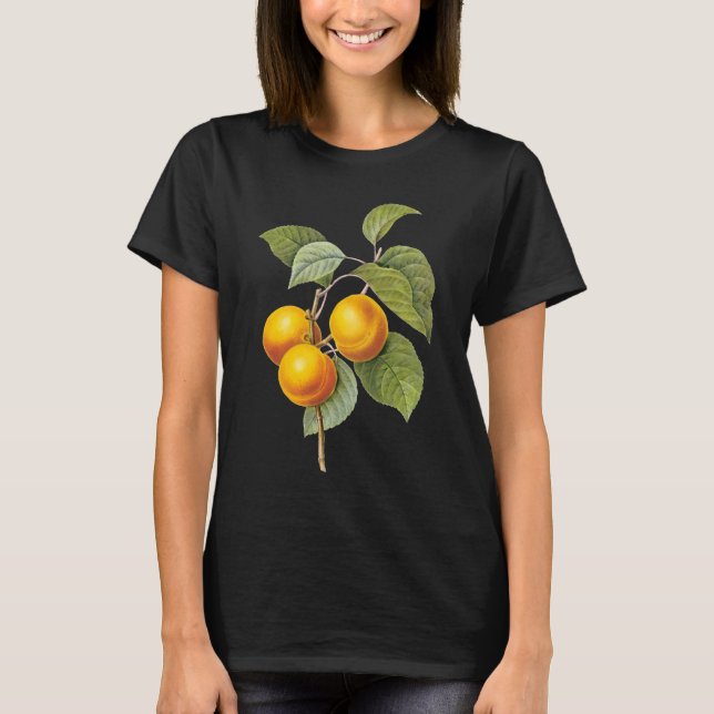 Camiseta Fruta de la comida de la cosecha, Apricot Peach by (Anverso)