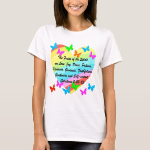 CAMISETA FRUTA DE LA MARIPOSA Y DEL CORAZÓN DEL DISEÑO ESPÍ