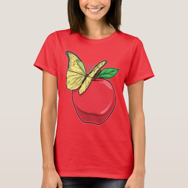 Camiseta Fruta de manzana de mariposa (Anverso)