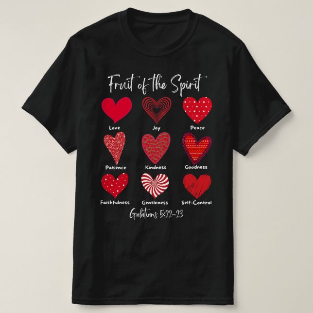 Camiseta Fruta Del Espíritu Galatianos 5 22 23 Feliz Valent (Diseño del anverso)