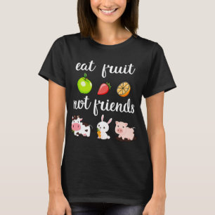 Camiseta Fruta divertida que come no son amigos mujer vegan
