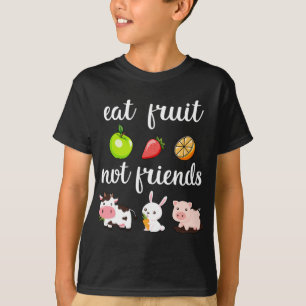 Camiseta Fruta divertida que come no son amigos mujer vegan