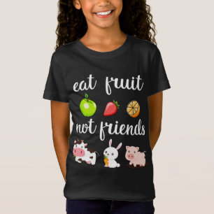 Camiseta Fruta divertida que come no son amigos mujer vegan
