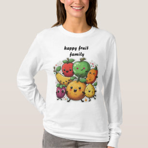 Camiseta fruta feliz familia bailando fruta blanca