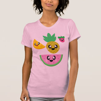 CAMISETA FRUTA KAWAII SANDÍA PIÑA FRAMBUESA NARANJA