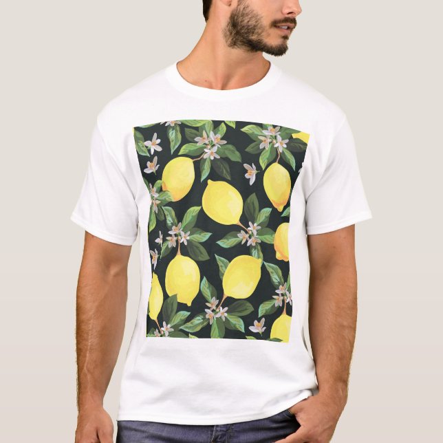 Camiseta Fruta limón: Diseño de patrones sin foco (Anverso)
