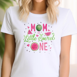 Camiseta fruta rosa de la sandía primer cumpleaños, de mamá