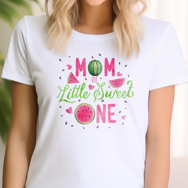 Camiseta fruta rosa de la sandía primer cumpleaños, de mamá (pink one in a melon, girl first birthday, mom's t-shirt)