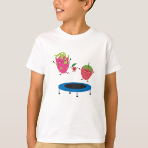 Camiseta Fruta Saltando Sobre Trampoline
