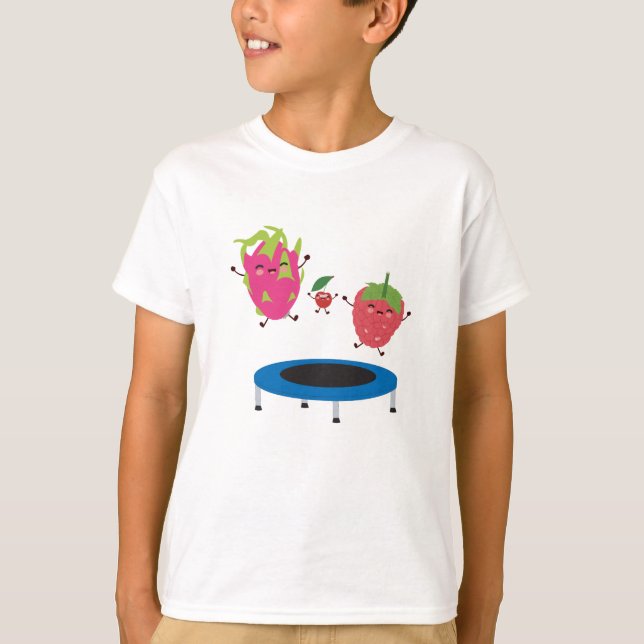 Camiseta Fruta Saltando Sobre Trampoline (Anverso)