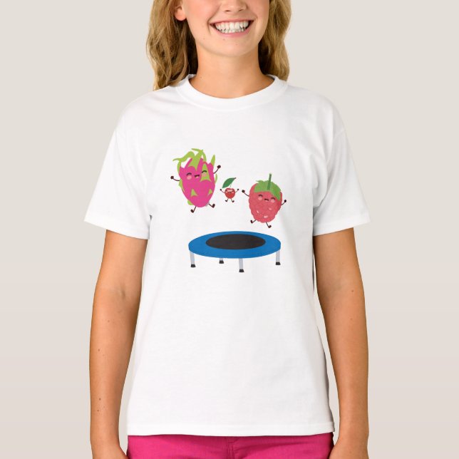 Camiseta Fruta Saltando Sobre Trampoline (Anverso)