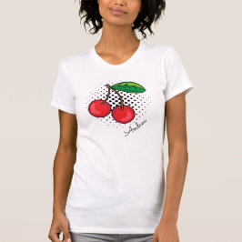 Camiseta Fruta semitónica Retro Popart de las cerezas Rojas
