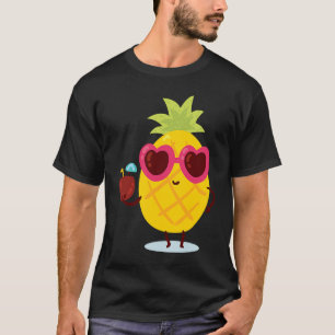 Camiseta Fruta tropical verde azulada verano diversión piña