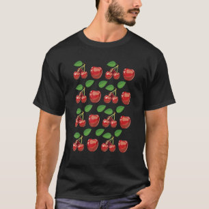 Camiseta Fruta Veganos Patrón de Cereza Frutariana Cereza
