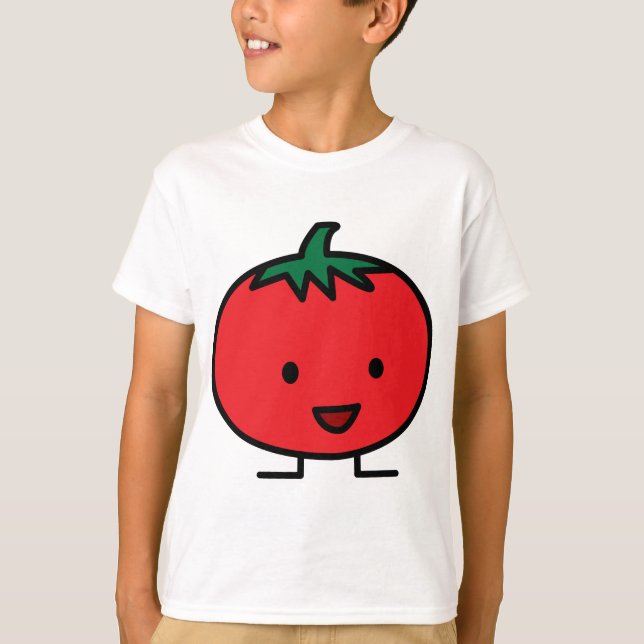 Camiseta Fruta vegetal roja del tomate feliz (Anverso)