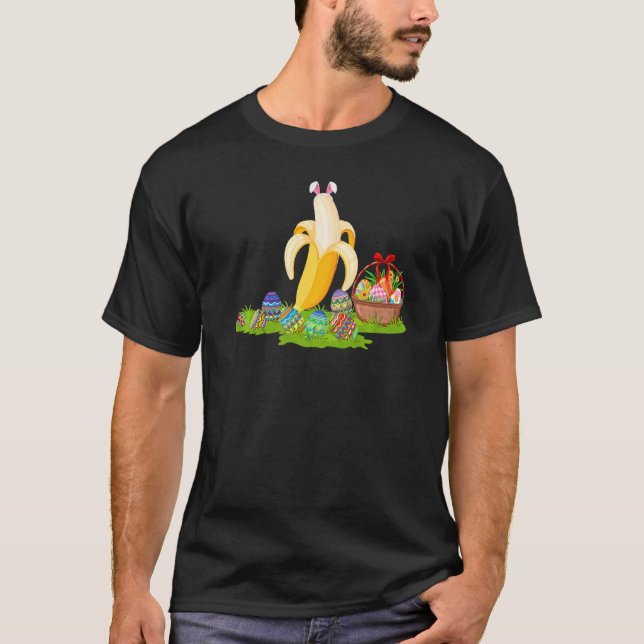 Camiseta Frutas bananeras Pascua Huevos de caza de conejito (Anverso)