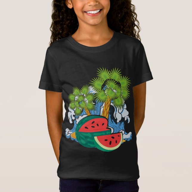 Camiseta Frutas exóticas Olas de palmeras oceánicas Verano  (Anverso)