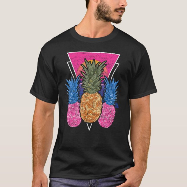 Camiseta Frutas exóticas Synthwave Pineapple Vaporwave Trop (Anverso)