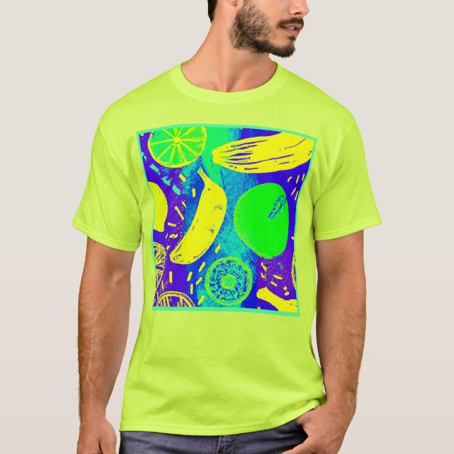 Camiseta Frutas expresivas Neon Color Pattern Art (Anverso)