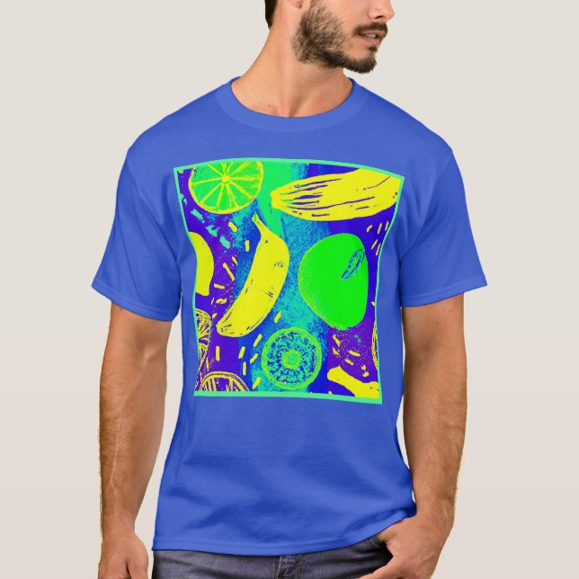 Camiseta Frutas expresivas Neon Color Pattern Art (Anverso)