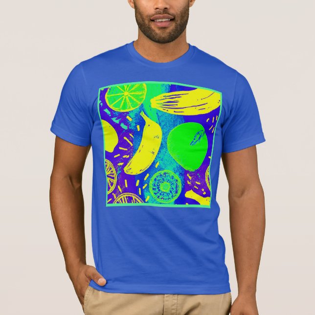 Camiseta Frutas expresivas Neon Color Pattern Art (Anverso)