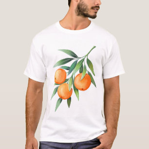 Camiseta Frutas Naranjas acuáticas: Ramas aisladas.