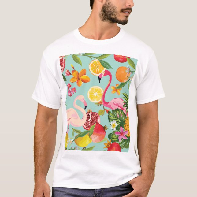 Camiseta Frutas tropicales Flamingo Vintage (Anverso)