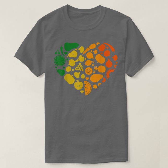 Camiseta Frutas vegetarianas coloridas (Diseño del anverso)