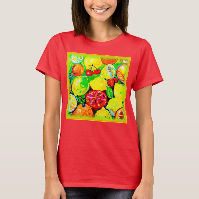 Camiseta "Frutas Veraniegas" Arte Cuidado. Comprar ahora (Anverso)
