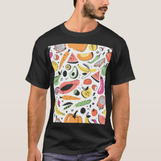 Camiseta Frutas, verduras dibujadas a mano.