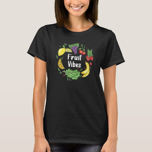 Camiseta Frutas Vibes Vegetariano Signo de paz Vegan Veggi (Anverso)