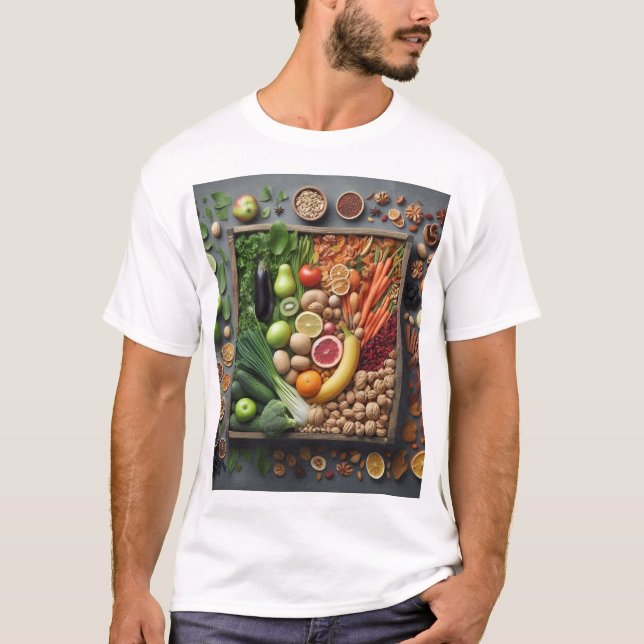 Camiseta "Frutas y verduras con vitaminas sanas Desi (Anverso)