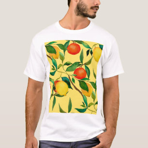 Camiseta Frutos cítricos, acuarela vibrante.